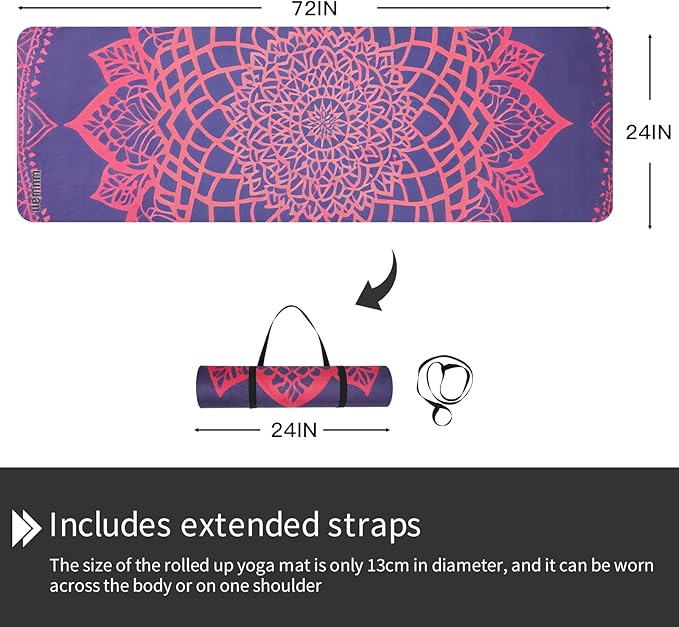 Yoga Mat Non-Slip Extra Thick 72"x32/24" Extra Wide Fitness Exercise Mat TPE Material High Elastic Hot Yoga Mat for Women Yoga Pilates Home Floor Workout (Cow Coffee)