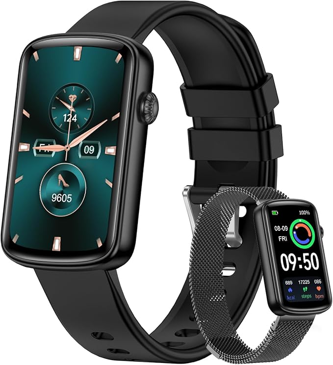 Fitness Tracker, Fitness Watches for Women Men with Heart Rate Monitor Blood Oxygen Sleep Tracker Pedometer, 1.47" Smart Watch Step Calorie Counter for Android iOS IP68 Waterproof (Black)