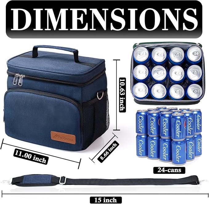 TuErcao Insulated Cooler Bag 6/24 Can Collapsible Leakproof Soft Sided Cooler for Car, Portable Foldable Small Ice Chest for Beach Camping Picnic Travel, 5/15qt Lunch Box for Men Work