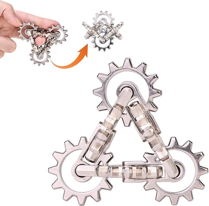 Infinity Gear Fidget Toy, Quiet Solid Metal Never Ending Fidget Toys, Keep Fingers/Hands Busy, Relieve Stress Anxiety, Unique Adults Fidget Toys for Office Home Gifts, Promotes Focus Avoid Bad Habits