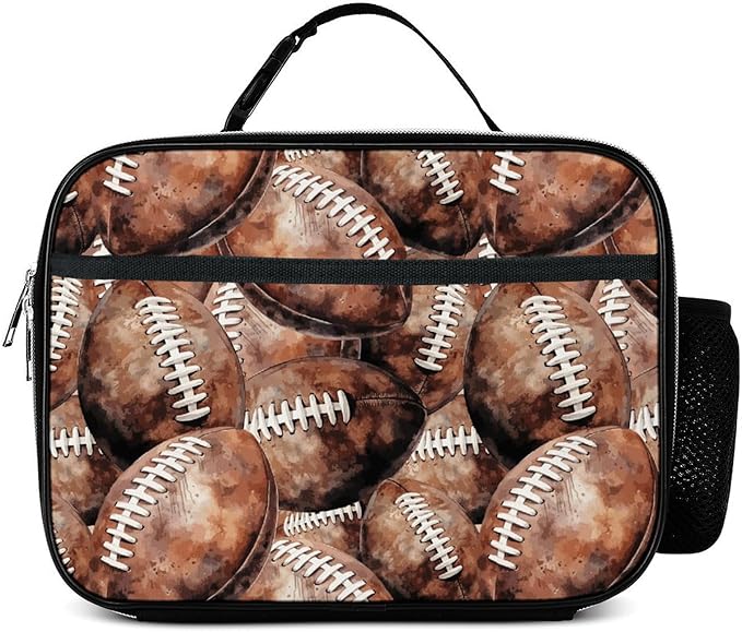 Football Lunch Bag Insulated Reusable Lunch Box Kids Girls Boys Cooler Thermal Tote Bag For Men Women School Work Picnic