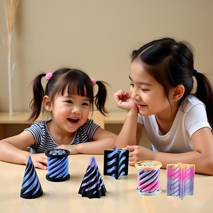 4 Packs Impossible Cone,Spiral Cone Fidget Toy Impossible Pyramid Passthrough Toy,3D Printed Spiral Cone Fidget Toy,Mini Vortex Thread Illusion Desktop Deco Souvenir Gift for Anxiety Relaxing