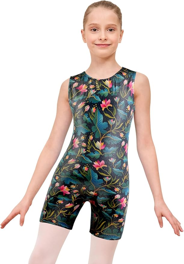 EQSJIU Leotards for Girls Gymnastics Sleeveless Sparkly Toddler Tumbling Outfits Dance Clothes Biketards for Kids 1-10 Years