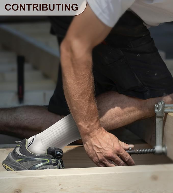 BULLIANT Compression Socks for Men 6Pairs, Athletic Crew Socks Cushioned For Men Sports Running-Arch Support