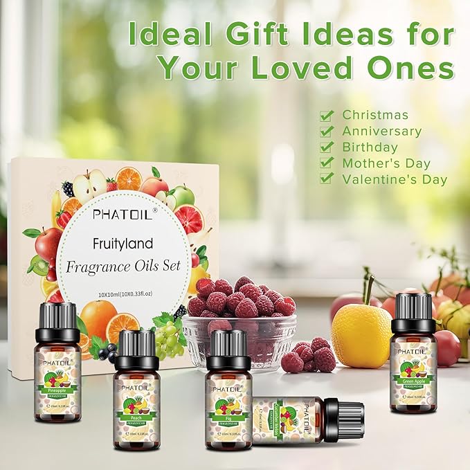 Coconut & Vanilla Fragrance Oils Set, 10 Pcs Aromatherapy Oils Set, for Diffusers, Home Care, DIY Soap Candle Making Scents, Fragrance, Aromatherapy, Humidifiers, for Friend (10ml)