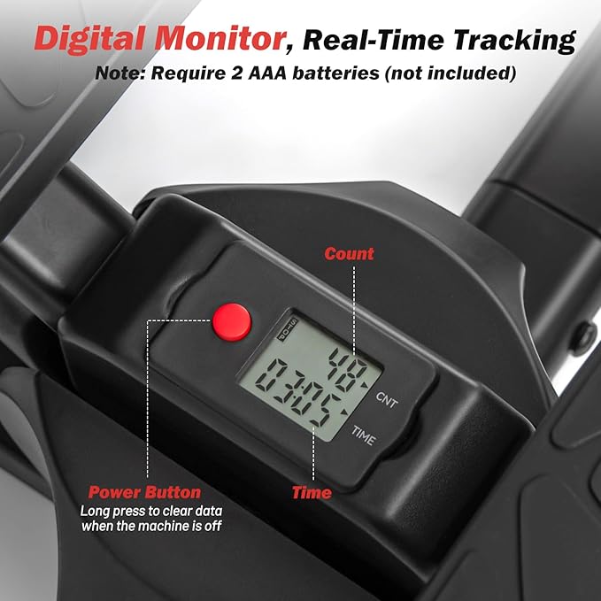 GYMAX Exercise Stepper with Handle Bar, 330 LBS Twist Stepper with LCD Monitor & Oversize Pedals, Portable Hydraulic Mini Stair Stepper for Home Aerobic Workout Fitness