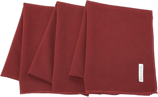 BUILTCOOL Adult Cooling Towel - Men & Women Chilly, Lightweight, Soft, Neck and Face Cooling Towel for Sport, Camping, Hunting, One Size, Pomegranate, 3 Pack