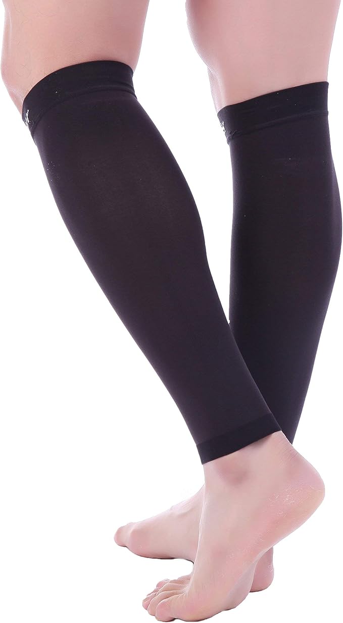 Doc Miller Compression Calf Sleeve for Men & Women, Premium Medical Grade, 15-20mmHg Graduated Support for Running, Calf Tear, Shin Splints, Knee High, Calf Sleeves, 1 Pair