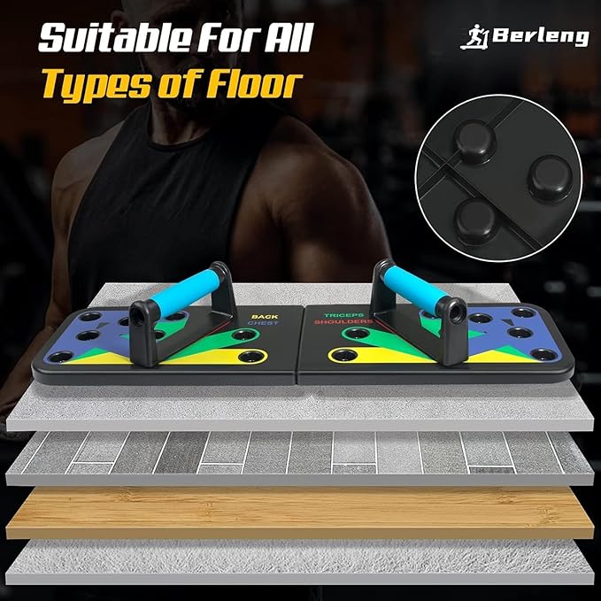 Solid Push Up Board 15 in 1 Home Workout Equipment Multi-Functional Pushup Stands System Fitness Floor Chest Muscle Exercise Professional Equipment Burn Fat Strength Training Arm Men & Women Weights