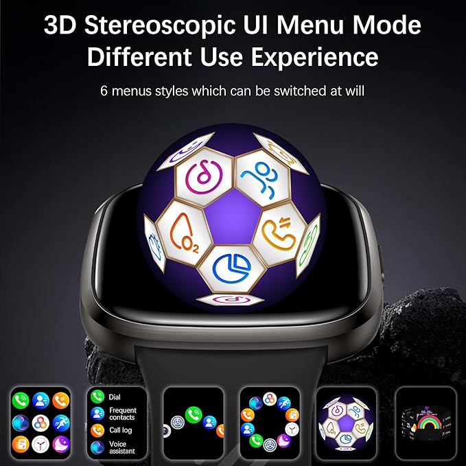 Health & Fitness Tracker (Answer/Make Calls), IP68 Waterproof Smart Watch with 24/7 Heart Rate, Blood Pressure, Blood Oxygen Monitor & Sleep Tracking, 110+ Exercise Mode Activity Tracker for Women Men