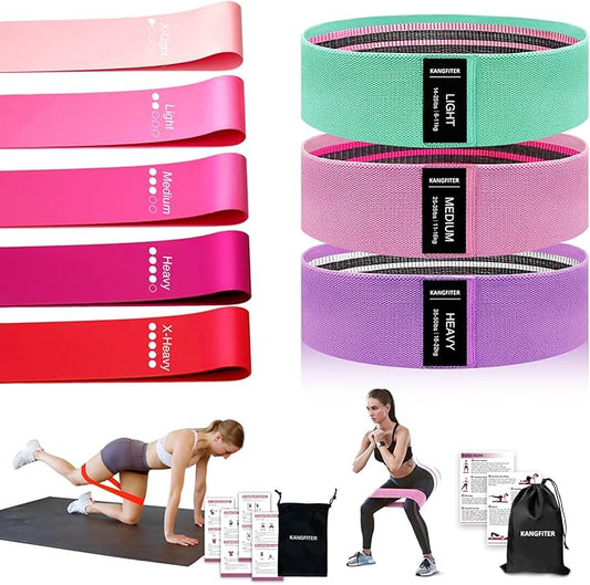 Non-Slip Fabric Resistance Bands for Working Out, Loop Exercise Bands for Booty Leg, Butt, Glute, Stretch Workout Bands for Women & Men, Hip Elastic Bands for Home Gym Fitness, Yoga, Pilates