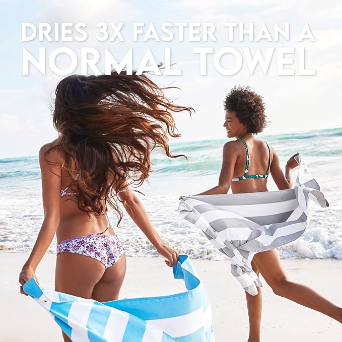 Dock & Bay Beach Towel - Quick Dry, Sand Free - Compact, Lightweight - 100% Recycled - Includes Bag - Cabana Light - Goa Grey - Extra Large (200x90cm, 78x35)