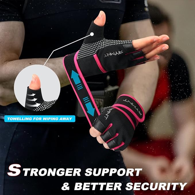 Workout Gloves with Wrist Wrap Support, Weight Lifting Gloves with Full Palm Protection & Extra Grip for Men Women Gym Exercise, Fitness, Weightlifting, Pull ups