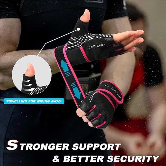 Workout Gloves with Wrist Wrap Support, Weight Lifting Gloves with Full Palm Protection & Extra Grip for Men Women Gym Exercise, Fitness, Weightlifting, Pull ups