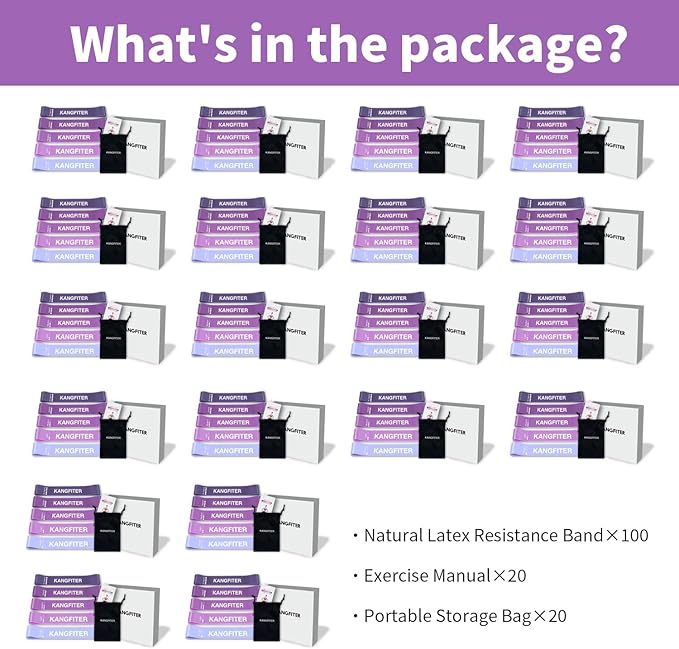 100 PCS Bulk Resistance Bands, Loop Exercise Bands Set for Gym Members Sports Class Students Gift, 5 Pieces Each Set with Storage Bag, Fitness Bands for Outdoor Home Gym Yoga Pilates