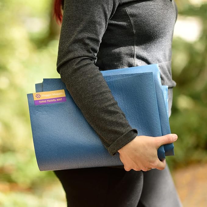 Hugger Mugger Tapas Travel Yoga Mat - Super Portable and Durable, Textured Sticky Surface, May be Folded or Rolled, Packable, Economical