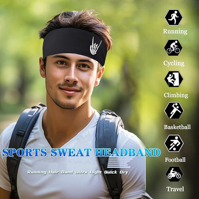 3Pcs Men Sports Headbands Sweat Bands for Men Women Sweatbands