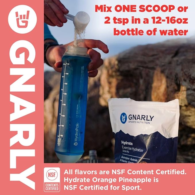 Gnarly Nutrition Hydrate Electrolyte Powder – Ruby Red Grapefruit Exercise Hydration Drink Mix – NSF Contents Certified – Electrolyte Solution, Performance & Recovery – Ruby Red Grapefruit, 14.10 oz