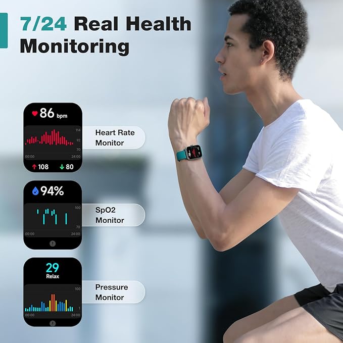 Fitpolo Smart Watch for Men Women,1.8” Touchscreen, Bluetooth Call, Alexa Built-in,24/7 Heart Rate,SpO2 Monitor,Step Counting,Sleep Tracking, IP68 Waterproof Fitness Tracker Watch for Android iPhone