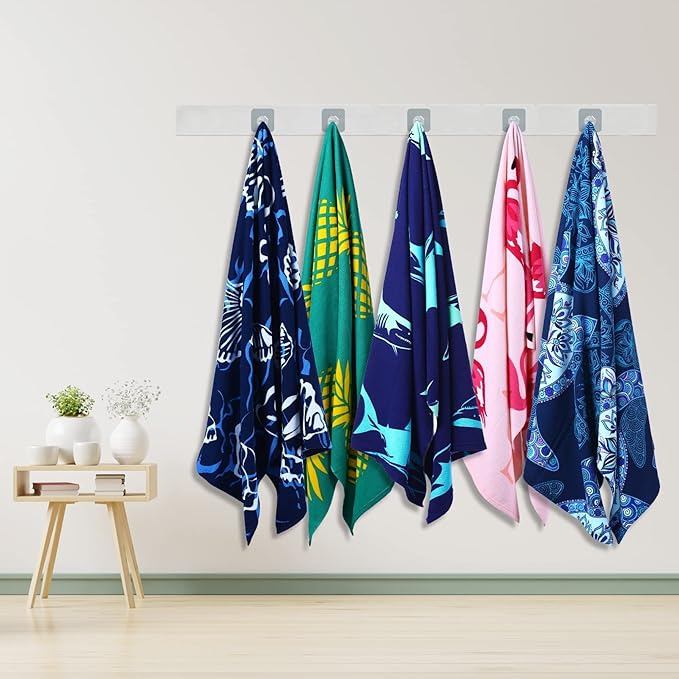 Genovega 2 Packs Oversized Beach Towel Terry 36 x 72 in Clearance Soft Towels Large Big Pool Camping Swim Bath Travel Essentials Accessories Haves Vacation Necessities Adults Gifts Deep Blue Sharks