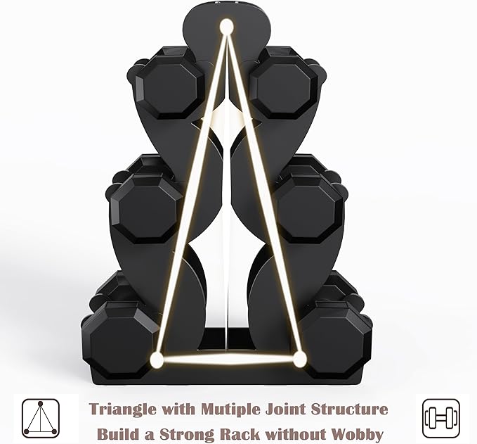 Dumbbell Rack, Stand Only, No Install Needed Small Weight Rack with Dumbbell Protector Edge,Suitable for Rubber-Coated Dumbbells