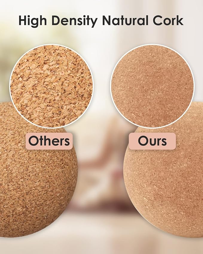 KITWILD Cork Massage Ball - High Density Fine Particles for Deep Tissue Muscle Massage, Myofascial Release, and Yoga Therapy - 2.5 Inch Lightweight Lacrosse Ball