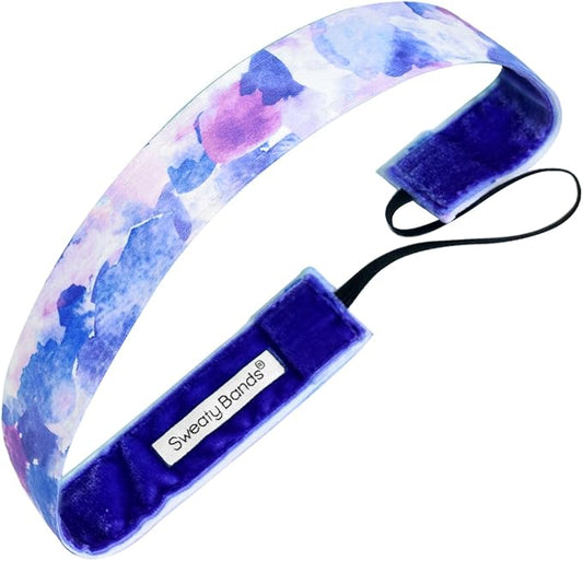 Sweaty Bands Womens Girls Headband - Non-Slip Velvet-Lined Exercise Hairband - Serenity Lavender