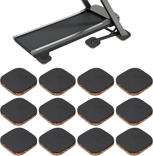 PATIKIL 12 Pcs Treadmill Mat Pads, 4x4x0.6 High Density Foam Anti Vibration Pad Sound Proof Floor Mat Exercise Equipment Mat for Carpet Protect Noise Reduction Home Gym, Black