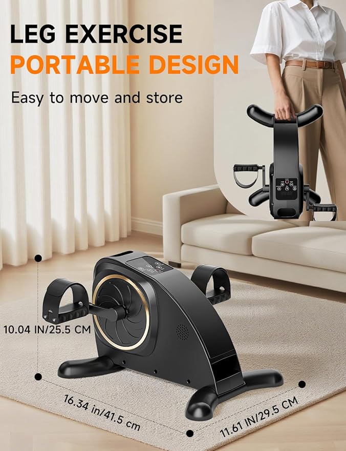 Under Desk Bike, Electric Mini Exercise Bike Pedal Exerciser for Leg/Arm Exercise,12 Adjustable Speeds & LCD Display Leg Exerciser While Sitting for Seniors, Low-Impact Cardio Cycling Equipment