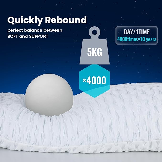 Body Pillow for Side Sleeper with Neck and Shoulder Pain,Adjustable Shredded Memory Foam Pillows, Cooling Pillow for hot Sleepers with Washable Cover, Bed Pillows for Adults, Original White