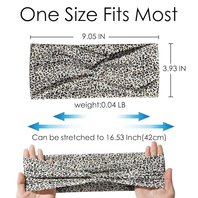 Artilady 6 Pack Boho Headbands for Women - Wide Bandana Headband Non Slip Stretchy Cheetah Paisley Print Turban Headwarp Twisted for Girls