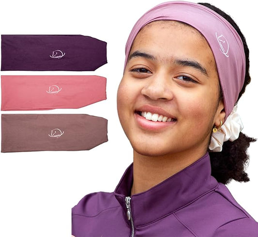 Equestrian Headbands Designed to Wick Moisture and Protect Hair Under Helmets, for Horseback Riding, Biking, and Securing Ear Buds