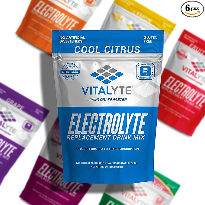 Vitalyte Electrolyte Powder Drink Mix, Isotonic Electrolyte Hydration Mix, Case Pack (6 Pack, Cool Citrus)