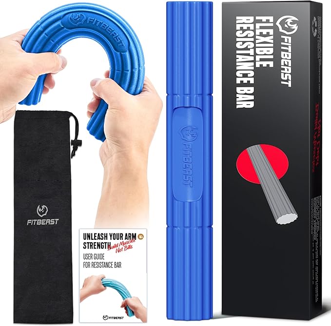 FitBeast Flex Therapy Bar, Tennis Elbow Therapy Bar - Ideal for Relieve Tendonitis Pain & Improve Grip Strength, Fitness Resistance Bar for Golfers Elbow & Tendinitis, Twist Bar for Physical Therapy