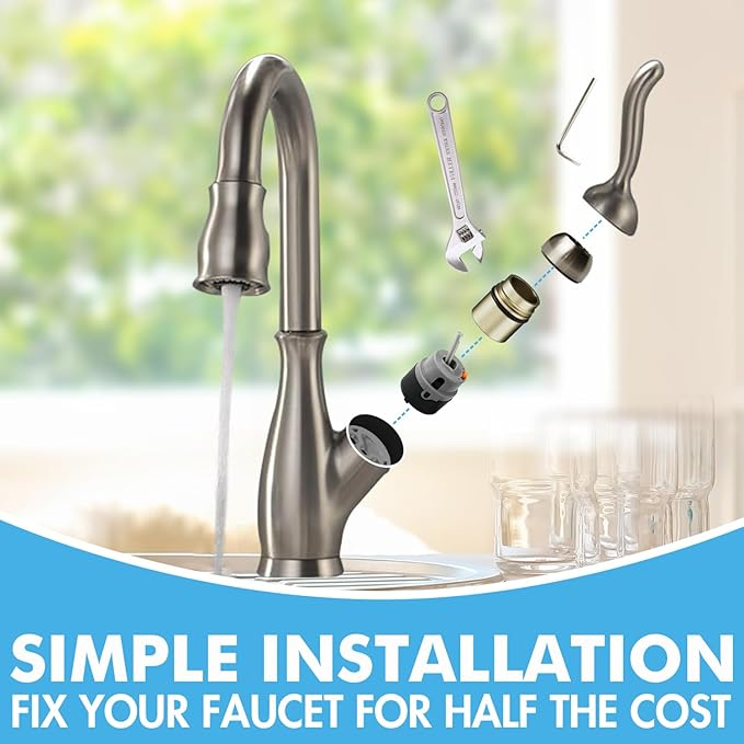 RP50587 Cartridge Replacement for Delta Single Handle Kitchen and Lavatory Faucets, Works with DIAMOND Seal Technology Models Featuring a 36 mm Motion, (Include RP51503 Bonnet Nut）