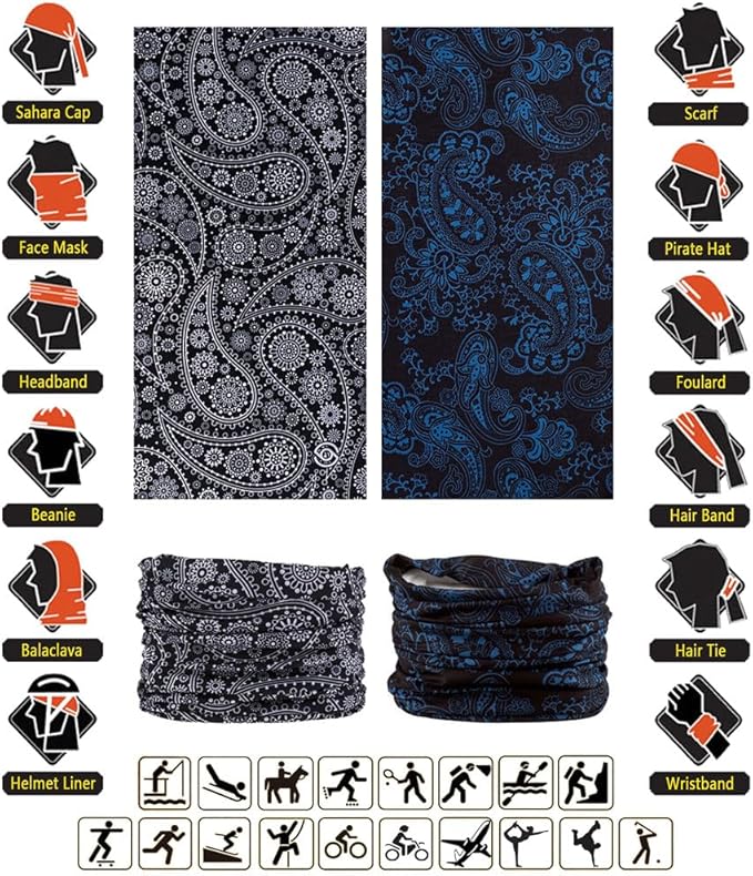Headband Neck Gaiter Head Wrap Headwear Face Mask Magic Scarf Bandana for Men and Women
