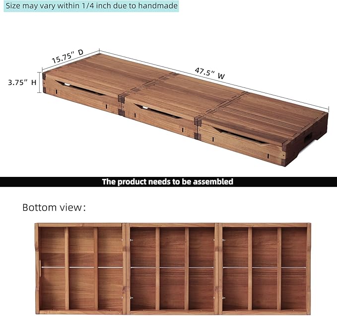 Wooden Platform Step Stool for Adults&Senior,Standing Aids & Supports,Stair Assist Indoor&Outdoor,Heavy Duty Sturdy Solid Wood Bedside Foot Stepper,for Handicap,Elderly,High Beds(47.5"W)