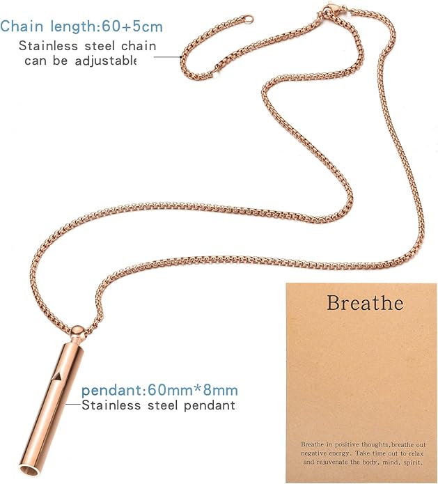 Anxiety Breathe Easy Necklace Mindfulness Breathing Necklace Breathlace Stainless Steel Pendant for Natural Calm & Stress Relief