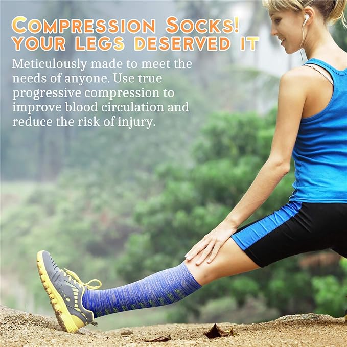 Compression Socks for Women & Men 15-20 mmHg, Best for Medical, Nursing, Running, Athletic, Varicose Veins, Travel