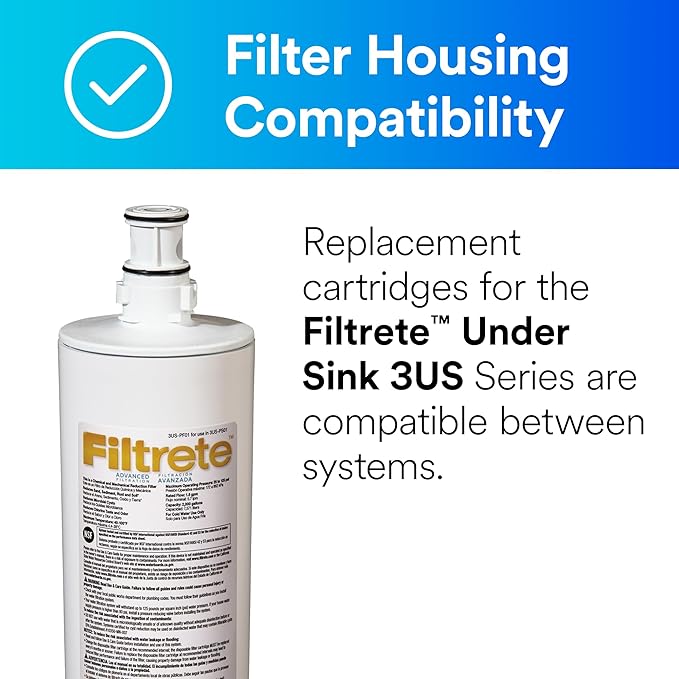 Filtrete Advanced Under Sink Quick Change Water Filtration Filter 3US-PF01, for use with 3US-PS01 System
