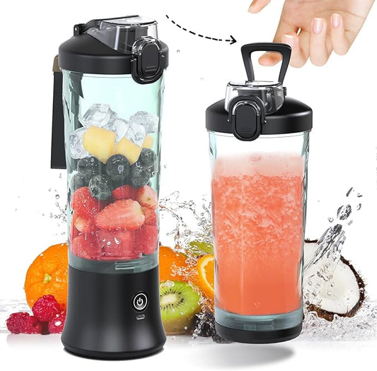 DENOKIN Portable Blender 20oz Vessel, Cordless Personal Size Blender for Shakes and Smoothies with 6 Blade Small Blender for Kitchen, Home, Travel