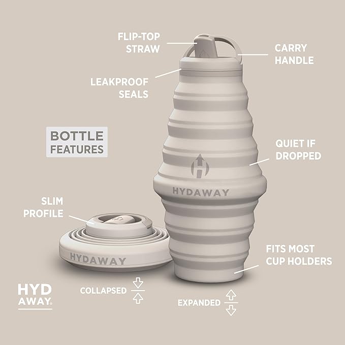 HYDAWAY 25oz Collapsible Water Bottle - BPA-Free, Leakproof, Lightweight, and Space-Saving - Perfect for Hiking, Travel, and All-Day Hydration