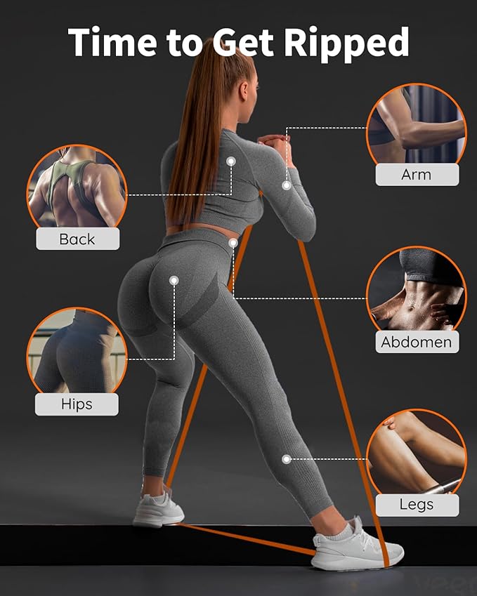 Resistance Bands Set - Pull Up Bands for Men Women, Exercise Bands Resistance with Door Anchor, Training Poster & Pouch for Body Stretching, Pull Up Assist