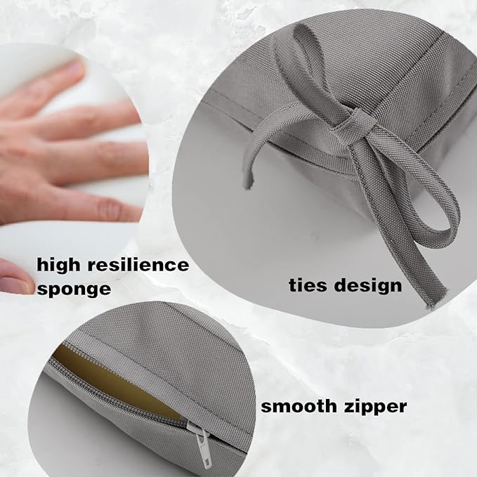 idee-home Outdoor Bench Cushion Waterproof, Bench Cushions for Outdoor Furniture, Patio Porch Swing Replacement Seat Pad with Ties for Garden Backyard, 42 x 18 Inch Grey