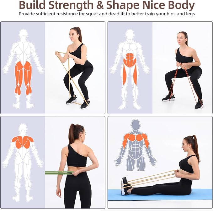 Sportneer Resistance Bands for Working Out: Pull Up Bands 5-130lb 5 Levels Exercise Bands Workout Bands Set with Handles & Door Anchor Pull Up Assist Bands for Men Women Resistance Training