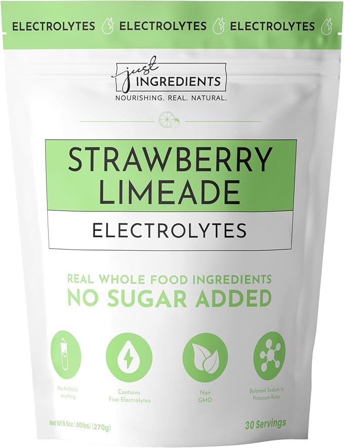 Strawberry Limeade Electrolytes – 30 Serving Bag – Clean Hydration Drink Mix with Essential Minerals – Remineralizing Formula – No Sugar Added – Natural Energy & Cramp Support – Vegan, Non-GMO