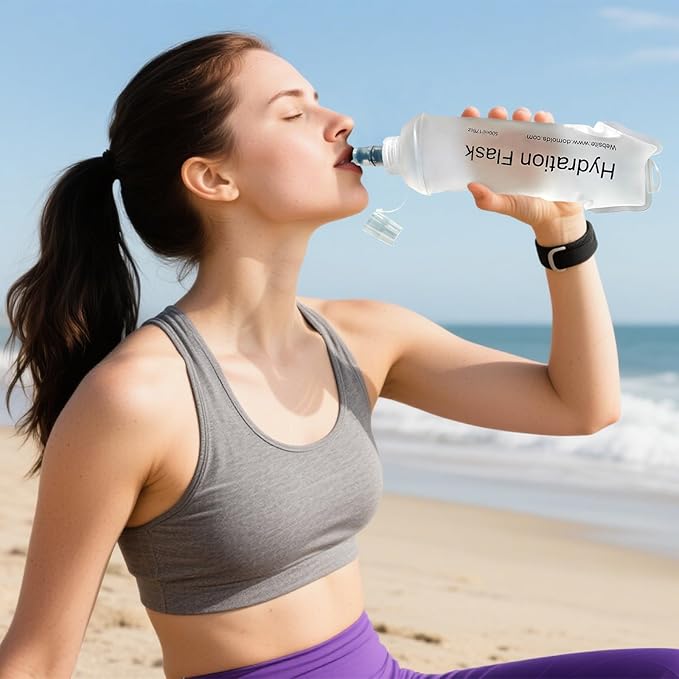 GYGYL Soft Flask, TPU Collapsible Soft Water Bottle for Hydration Pack, Running Vest, Leak-Proof Folding Water Bottle for Hiking Cycling Climbing Jogging-500ml White