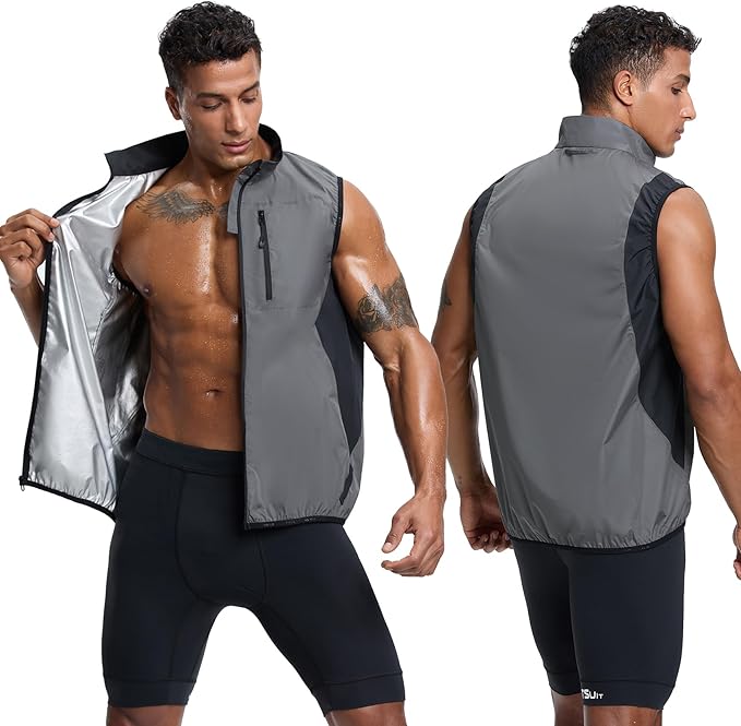 HOTSUIT Sauna Suit for Men Sweat Jackets Sauna Vest with Pocket Exercise Heat Trapping for Gym Exercise