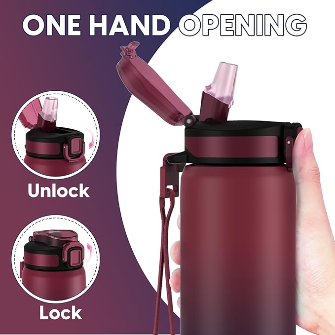 Stainless Steel Insulated Water Bottle, 24oz Insulated Drinking Bottle with Straw Lid, Keep Drinks Cold or Hot, for Work, Sport, Outdoor