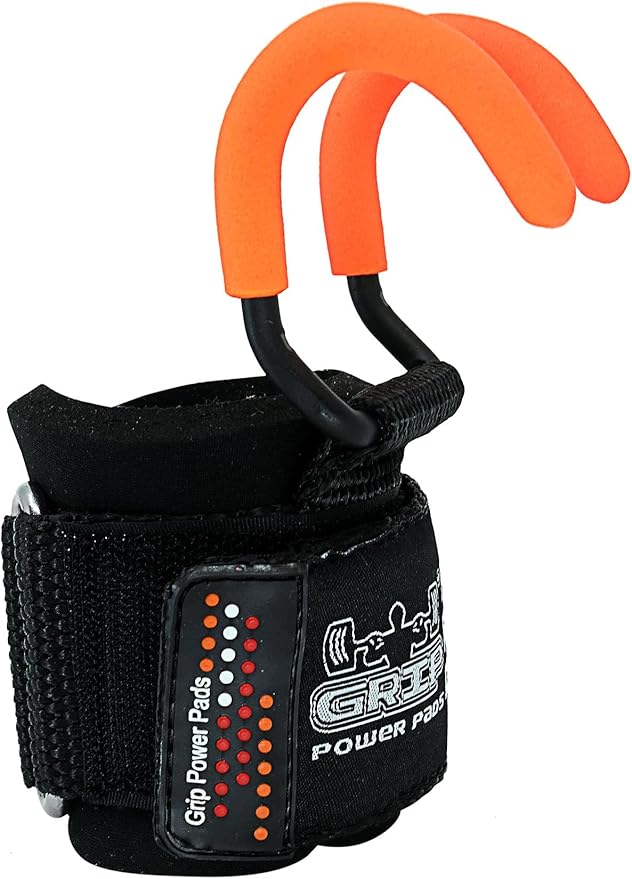 Weight Lifting Rod Hooks Heavy Duty Wrist Wraps Power Weight Lifting Training Gym Grips Straps Set of 2